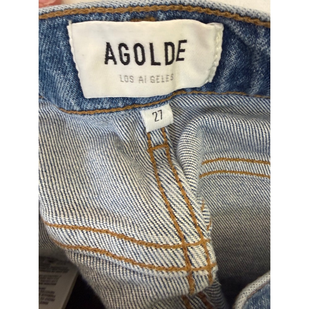 AGOLDE Lyle Low Rise Slim Jeans 5-Pocket Raw Hem Light Wash Stretch Size 27 - Picture 13 of 13